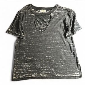 Lucky Brand Gray and White Distressed Burnout Women's T-Shirt